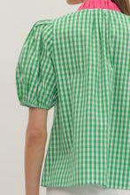 Load image into Gallery viewer, Gingham Short Sleeve Top
