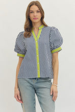 Load image into Gallery viewer, Stripe Print Puff Sleeve
