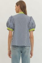 Load image into Gallery viewer, Stripe Print Puff Sleeve
