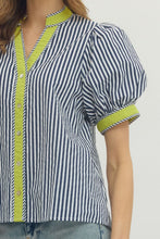 Load image into Gallery viewer, Stripe Print Puff Sleeve
