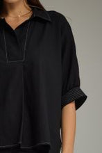 Load image into Gallery viewer, Short Sleeve V-Neck w/ Contrast Stitch Detail

