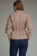 Load image into Gallery viewer, Cotton Strip blouse with tie
