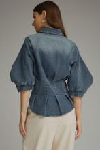 Load image into Gallery viewer, Solid ¾ puff sleeve denim top
