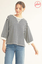 Load image into Gallery viewer, 3/4 Length  Sleeve Stripe Shirt

