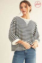 Load image into Gallery viewer, 3/4 Length  Sleeve Stripe Shirt
