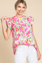 Floral Print U-Neck Shirt